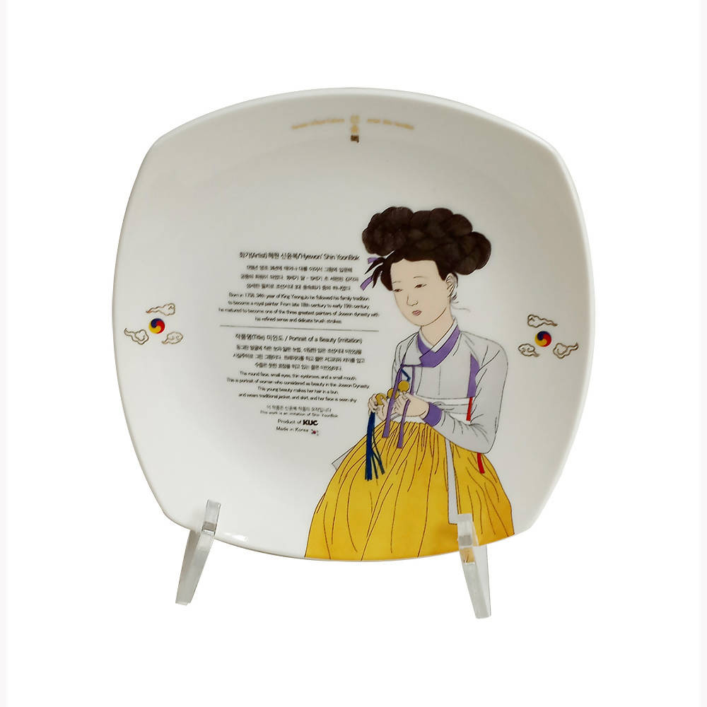 [Shin Yunbok] Beautiful Indian Porcelain Square Plate Set of 3